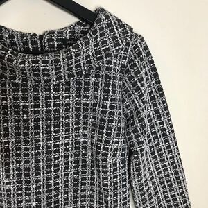 Seducao Sz 6 black white tweed cowl neck dress